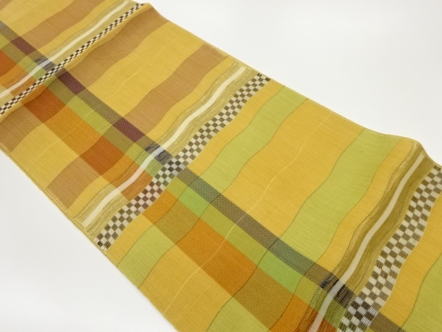 よろけ横縞模様織出し夏用名古屋帯